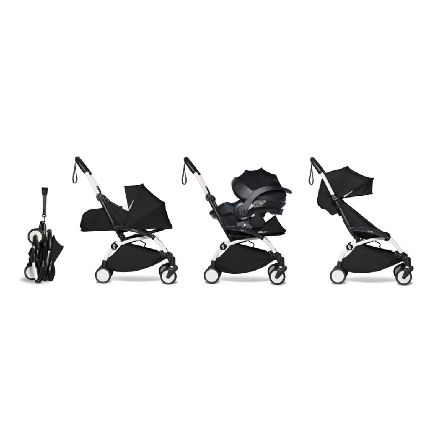 All-in-one BABYZEN stroller YOYO2 0+, car seat and 6+   | White Chassis Black